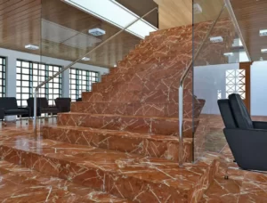 Pisos de Mármol Rojo Alicante escaleras